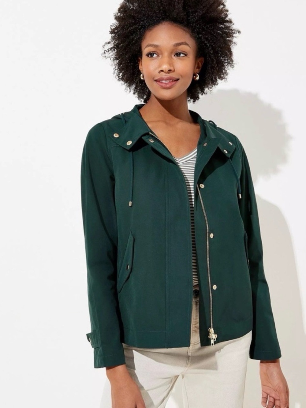LOFT Dark Green Hooded Jacket XSP